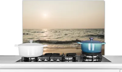 Produktbild von KitchenYeah® Spritzschutz Küche - Küchenrückwand - Wandschutz für Herd und Spüle - Sand - Meer - Strand 90x60 - Alu-Dibond (Alternative zum Spritzschutz aus Glas) - Hitzebeständig - Herdspritzschutz