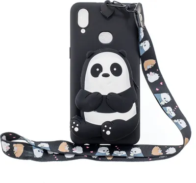Produktbild von Für Samsung A10S A20S TPU Full Protective Cartoon Handyhülle Schutzhülle mit Münztasche+Hanging Lanyard 5 schwarz gestreifte Bären