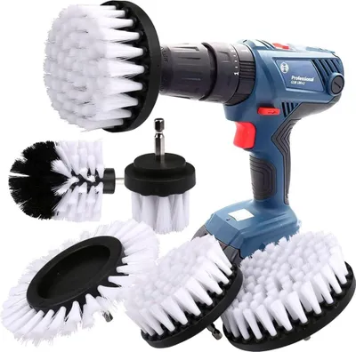 Produktbild von 5 Stück Bürstenaufsatz Bohrmaschine Set - Reinigungsbürsten für Akkuschrauber, Felgenbürste, Badewanne, Fliesen, Küche, Auto, Sofa Ecken & Grill