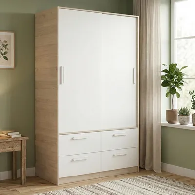 Immagine prodotto di Dmora Guardaroba 2 Ante Kirogi 60x204h cm Bianco, Appendiabiti 2 Ante