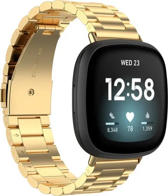 Produktbild von Strap-it Fitbit Versa 3 Stahlband (Gold)