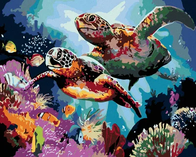 Produktbild von Diamondi - Diamond painting - ZWEI MEERESSCHILDKRÖTEN, 40X50 cm, ohne Keilrahmen