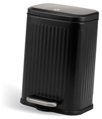 Image de eluno Seau à cosmétique, poubelle à pédale, capacité 6 litres, poubelle pour salle de bain, cuisine, chambre avec seau intérieur amovible en plastique, noir