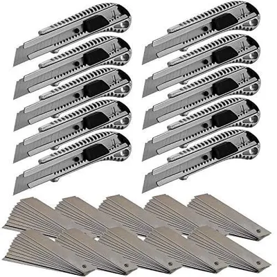 Zdjęcie produktu dla Omgoods - Zestaw 10 profesjonalnych noży do cięcia z aluminium, 18 mm