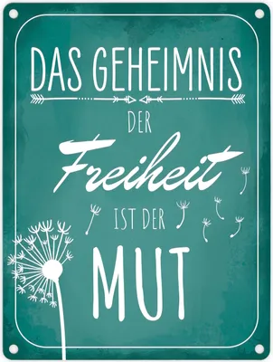 Produktbild von Das Geheimnis der Freiheit ist der Mut Metallschild in 15x20 cm