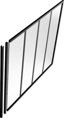 Produktbild von Abschlusspfosten für verglaste Wand aus pulverbeschichtetem Aluminium - H 130 cm - Schwarz - BAYVIEW