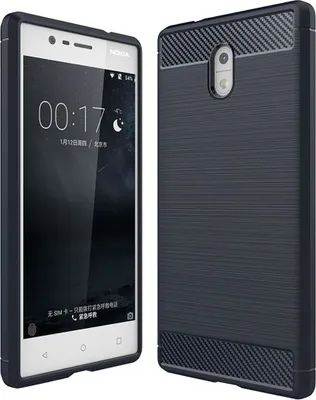 Produktbild von Nokia 3 TPU Case Carbon Fiber Optik Brushed Schutz Hülle Blau