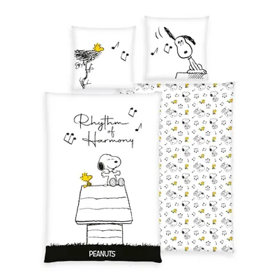 Produktbild von Peanuts Bettwäsche Rhythm of Harmony Snoopy Woodstock 100 % Baumwolle 135 x 200 cm 80 x 80 cm