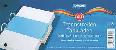 Produktbild von 40 Trennstreifen 190g je 10x rot blau gelb grün