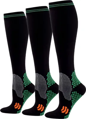 Produktbild von ALSTER HERZ® 3x Sportliche Kompressionsstrümpfe Damen und Herren, Gr. 36-45, A0548, Schwarz, S/M