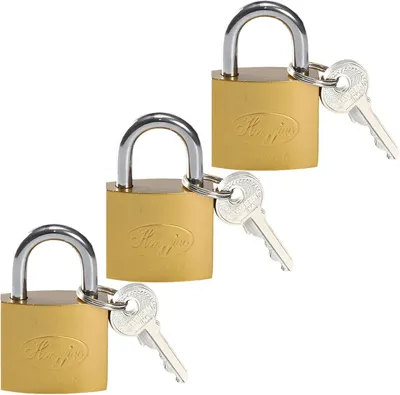 Produktbild von Vorhängeschloss Gleichschließend 3er Set 32mm - Vorhängeschlösser mit 9 Schlüsseln für Spind Keller Fitnessstudio - Robustes Schloss Set Gleichschließend Wetterfest für Innen & Außen