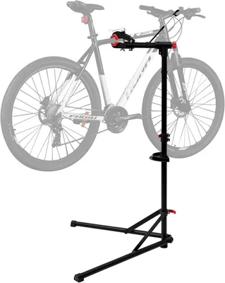 Image de Support de réparation de vélos avec pince rotative et rangement pour outils