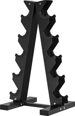 Produktbild von Stabiles Stahlgestell Hantelständer für 10 Kurzhanteln, 5 Ebenen, 100 kg Tragkraft, 66x35x33 cm, schwarz