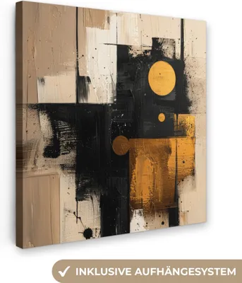 Obrázek produktu pro OneMillionCanvasses® - Plátna - Abstraktní - Černá - Zlatá - Moderní, nástěnný obraz, nástěnná dekorace Obývací pokoj, 90x90cm