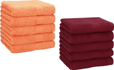 Produktbild von Betz 10 Stück Seiftücher 30x30 cm PREMIUM 100% Baumwolle  Farbe: orange und dunkelrot