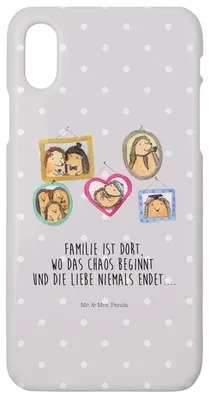Produktbild von Mr. & Mrs. Panda Iphone 10 Handyhülle Igel Familie - Grau Pastell - Geschenk, Bilder, X, Liebe, Handy, Cover, Mama, Muttertag, Hülle