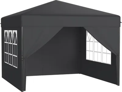 Image de Tente pliante pop-up NAIZY 3 x 3 m, montage rapide à l'aide d'un seul bouton, imperméable et résistante aux UV, avec 4 panneaux latéraux, sac de transport inclus – Anthracite