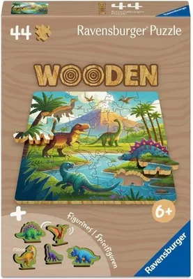 Produktbild von Holzpuzzle Dinosaurier, 44 Teile, mit Whimsies, Ravensburger, ab 6 Jahren, 19.2 x 19.2 cm