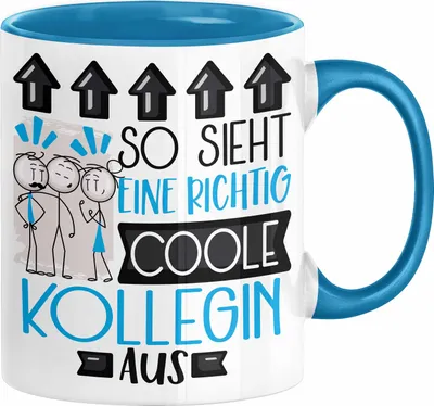 Produktbild von Kollegin Geschenk Tasse Lustig Geschenkidee für Kollegin Geburtstag So Sieht Eine Richtig Coole Kollegin Aus Frauen Spruch Abschied Abschiedsgeschenk (Blau)