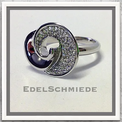 Produktbild von Edelschmiede925 Edler Silberring 92 rhod mit Zirkonias Ringgröße  57 1/2