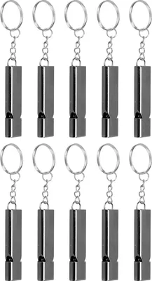 Image de 10pcs Sifflet de survie d'urgence en alliage d'aluminium double tube haute fréquence avec trousseau de clésnoir