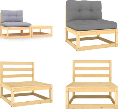 Produktbild von vidaXL 2 tlg. Garten Lounge Set mit Kissen Kiefer Massivholz - Garten-Lounge-Set - Garten-Lounge-Sets - Holz-Loungemöbel - Holz-Gartenmöbel