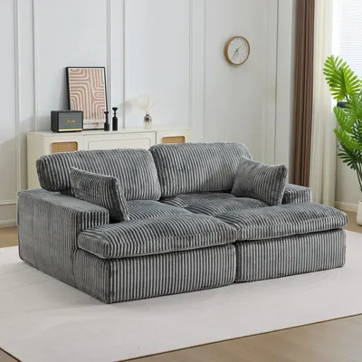 Immagine prodotto di Cordsofa - Divano letto - Design modulare - Ergonomico - Rivestito in tessuto - Meno di 200 cm - Grigio