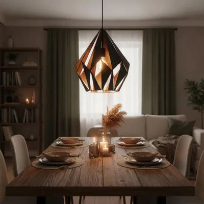 Image de Suspension Carlton 1 noir, cuivre Eglo 49997, productTiles.product.images.aiGenerated