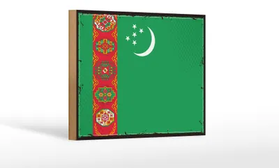 Produktbild von Holzschild Flagge Turkmenistans 18x12cm Retro Turkmenistan Dekoration