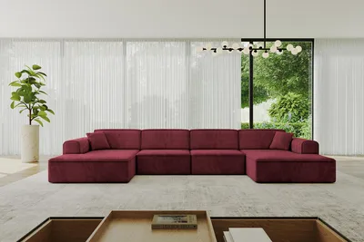 Produktbild von ALTDECOR Ecksofa in U-Form IREA-U2-v3 386x165x77 cm Bordeauxrot Corner Sofa Bett Eckcouch Couch L-Form Wohnlandschaft Cauchsofa