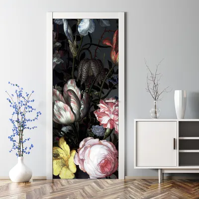 Produktbild von Dekorative Türaufkleber selbstklebend Klebefolie Türtapete Türfolie Vintage Blumen 70 x 200 cm