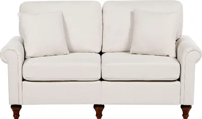 Zdjęcie produktu dla BELIANI Sofa beżowa dwuosobowa wygięte podłokietniki dodatkowe poduszki ozdobne nóżki