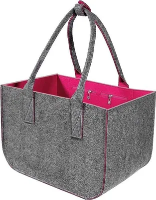 Produktbild von Unyqoos® Filztasche XXL 40×27×27 cm – faltbarer Shopper mit stabilem Griff, Innenfach & Verschluss, große Tragetasche für Einkäufe & Brennholz