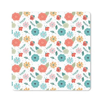 Produktbild von MuchoWow® Mauspad Mousepad Blumen - Blätter - Muster 20x20 cm - Mousepads - Maus Mat - Pad - Mausunterlage - Desk Mat - Bureauartikeln