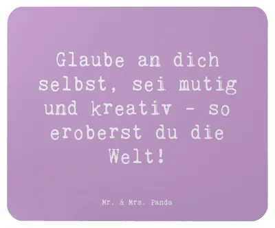 Produktbild von Mr. & Mrs. Panda Mauspad Spruch Die Freude an der Kreativität entdecken - Lavendeltraum - Geschenk, Welt erobern, mousematte, Mousepad, Magie, Vertrauem, Mouse Pad, pc