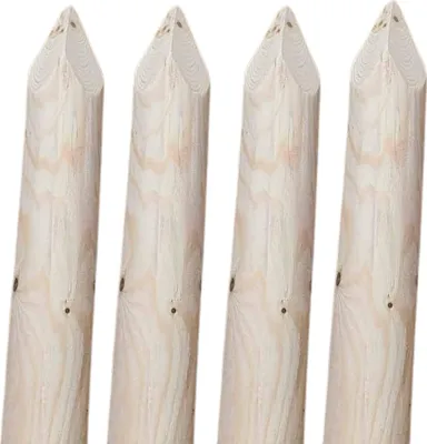 Produktbild von TIMBERMIK ø 7cm 4-Pack Spitze Holzpalisaden Länge: 240 cm Holzpfähle Garten Palisade Kieferholz Zaunpfosten Witterungsbeständig Nicht Imprägniert