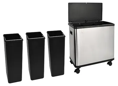 Produktbild von 54L Sensor-Mülleimer 3 Fächer Mülltrennsystem Abfalleimer Edelstahl Silber