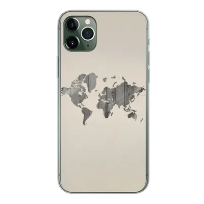 Produktbild von MuchoWow® Handyhülle Schutzhülle Hülle für iPhone 11 Pro Max Weltkarte - Holz - Regal Silikon Softcase Handy Hülle - Schutz