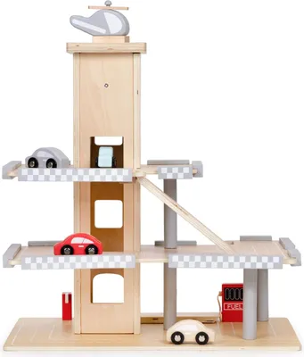 Image de Grand parking garage piste bois avec ascenseur + voitures ECOTOYS