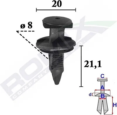 Produktbild von Clip zur Befestigung  von Verkleidungen ROMIX ROM C70569
