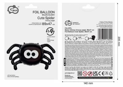 Zdjęcie produktu dla Balon foliowy Uroczy pająk 89x47cm - Godan