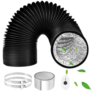 Produktbild von Flexibler Aluminium-Abluftschlauch 100 mm mit Befestigungsklemmen für Klimaanlagen und Dunstabzugshauben