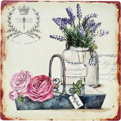 Produktbild von Nostalgie Blechschild Lavendel & Rosen