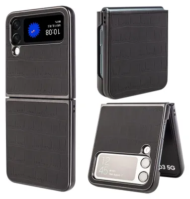 Produktbild von Samsung Galaxy Z Flip4 Design Crocodile Texture Schwarz Hülle Schutz Hart Cover