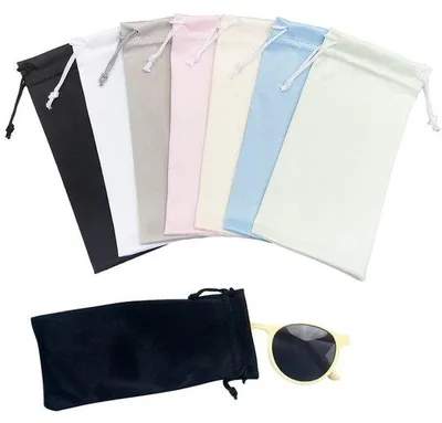 Produktbild von Sonnebrillehalter - Mikrofaser Tasche - Mehrfarbig - Schließeverschluss - 7 Stück - Erwachsenen geeignet