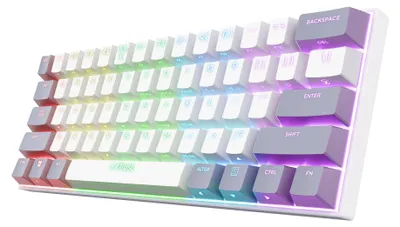 Obrázok produktu pre 60% Mechanická klávesnica, rozloženie QWERTY (USA), trojrežimová, biela/šedá