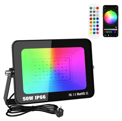 LED-Außenspot 50 W 5000 lm RGB App-Fernbedienung IP66