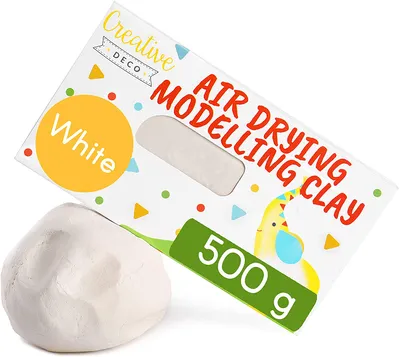 Produktbild von Creative Deco 500 g Bielej Modelovacej Hliny Vzduchom Schnúci Hlinený Tmel | Samoschnúca Hlina pre Deti a Dospelých | Modelovacia Hlina Ideálna na Remeslá | Nelepivá Hlina