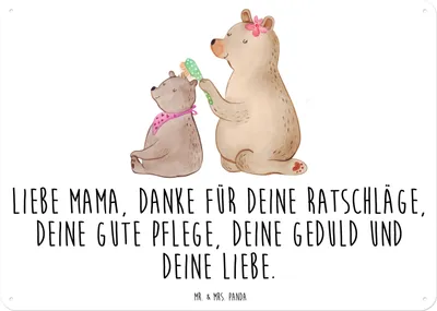 Produktbild von Mr. & Mrs. Panda tafel Bär Kind DIN A3 - Weiß - Geschenk, Bären, Muttertag, Schild, Türschild, Mama, Familie, Blechschild, Wandbild, Retro