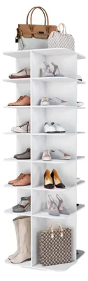 Produktbild von 7-stöckiger 360°-drehender Schuhständer, Schuhregal-Turm mit hohem Boden, Lazy Susan für die Aufbewahrung, passt für 28 Paar Schuhe